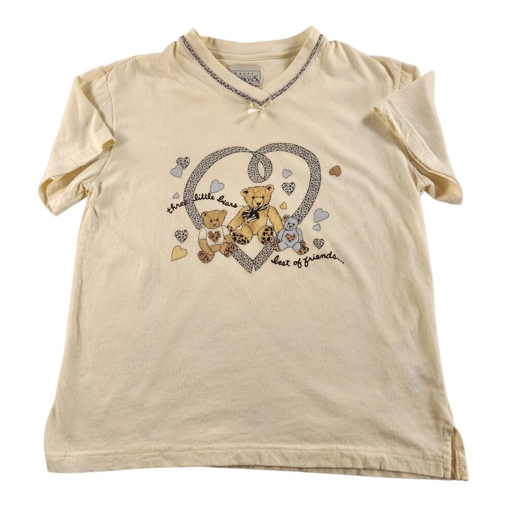 Vintage Basic Editions Teddy Bear Tee Grandmacore Y2K Cottagecore S